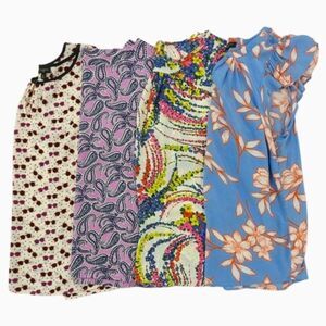 NWOT Talbots Set of 4 Bundle Sleeveless Short Sleeve Top Blouse Summer Petite M